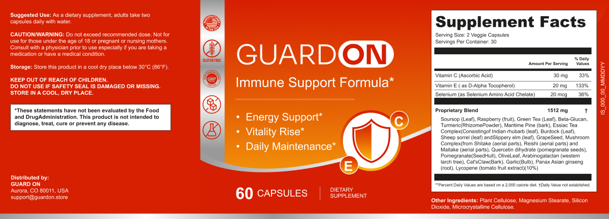 Guardon — full product label including ingredients, Supplement Facts and manufacturer information
